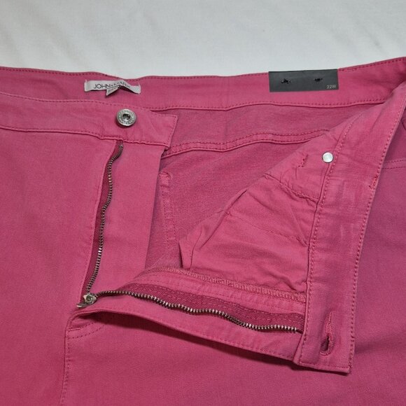 John Mark Women's Jeans Pants 22W Stretch Frayed Raw Fringe Ankle Fuchsia (11) - Picture 6 of 16